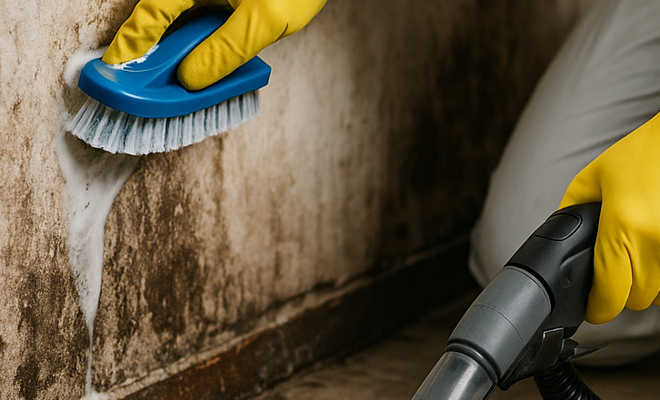 clean living room after disaster