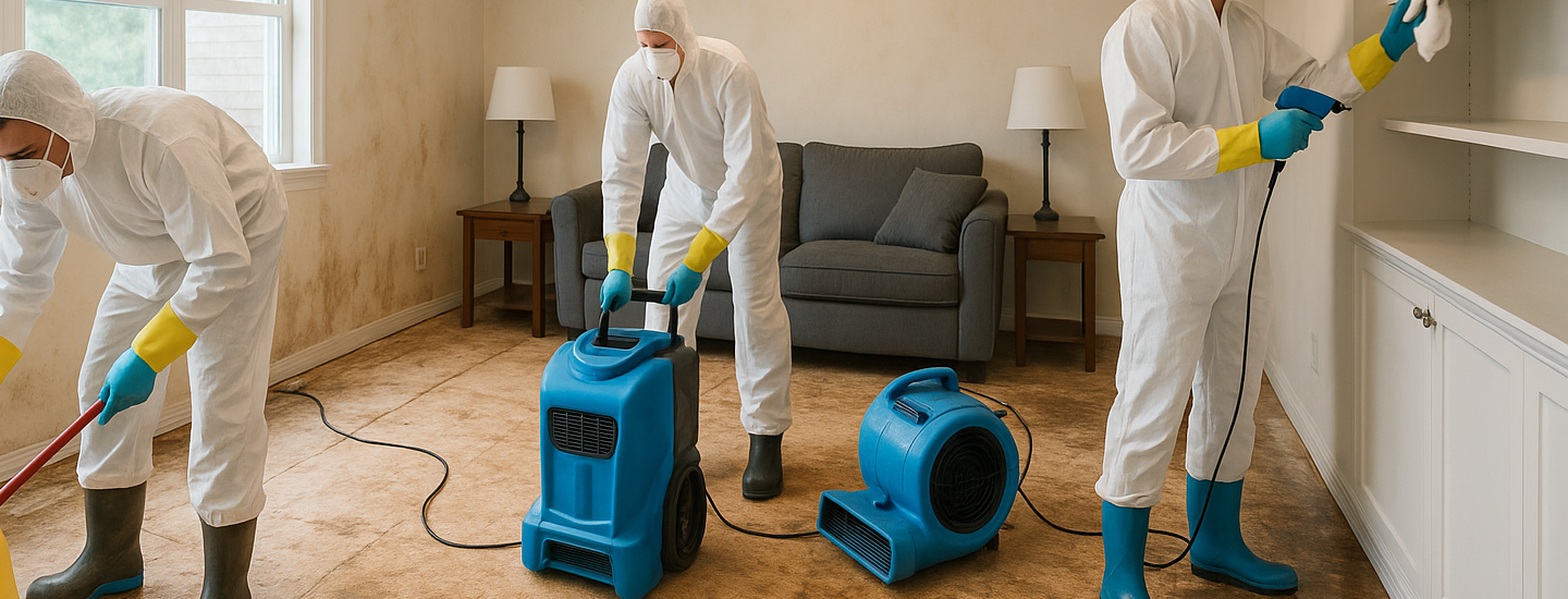 clean living room after disaster